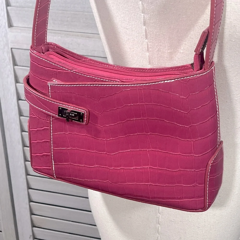Mini Shoulder Bag Barbie Pink Alligator Texture